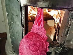 Burning satin old clothes