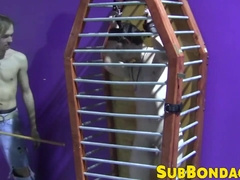 Caged twink whipped and tormented hard ends up masturbating