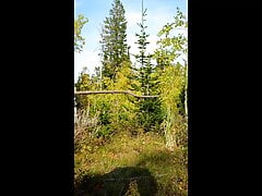 Making a Big Pee in Autumn Forest: Pissing Made Easy. Boots.
