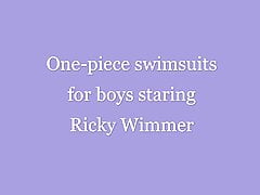 MODEL RICK WIMMER WEARING HIS GF'S ONE-PIECE SWIMSUIT WITH HIS FRESHLY SHAVED BOY PUSSY
