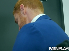 Ginger hottie Leander ravaging Shane Jacksons hungry holes until cumshot