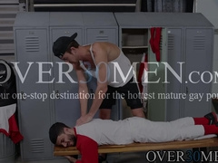 Stepdad Brayden stretches out Adrian Rose ass in locker room