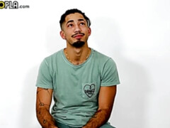 Shirtless Latino hunk Troy Banderas discussing his scene