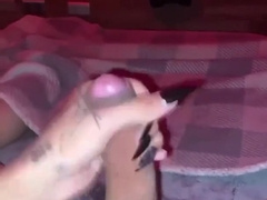 femboy milking off and jism at night