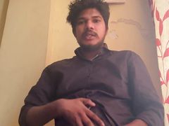 Stripteasing with big cock masturbation