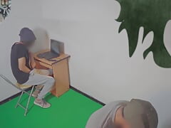 Cyber Wanker xx Wanking behind a guy in Cyber Cafe