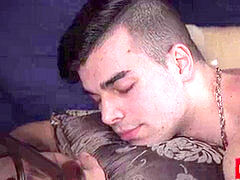 Naughty young Joel oiled up for rectal have fun by parent masseur