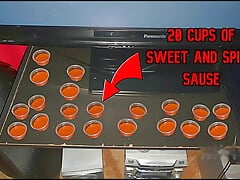 20 CUPS OF ZAXBY'S SWEET AND SPICY SAUSE INSIDE A BOYS FAT JUICY BIG BOOTY