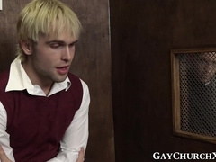 Horny religious twink deepthroats priest before raw fucking