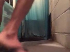 IMMENSE STIFF ON NUTTING IN THE BATHROOM