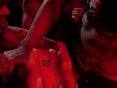 Horny men fuck their male slaves during gay orgy