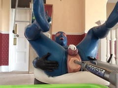 pvcsissy in chastity anal fucking machine 3