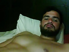 Handsome bearded dude wanking