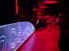 two dudes jizz in facehole and backside of fagot in homosexual pub