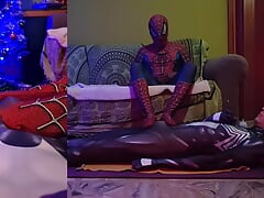 First cosplay video! Venom gets footjobed by Spiderman