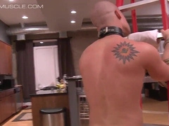 Cullen is strapped to a ladder and lashed