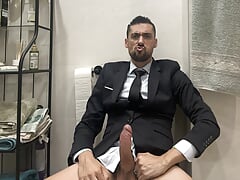 Jerking off  with suit on