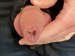 Foreskin play of little cock