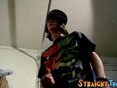 bony straight twinks jack off together and jizz on food