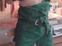 Pig Hoe Tugging off meaty phat Jizz-shotgun n the workshop