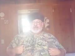 Fat Redneck Jacked off in the Doorway of Country Bear Cabin Camping