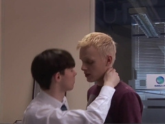 Twunk Lex Blonde entices uber-cute office clerk Charlie Snake