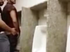 Cruising for sex and breeding a slut at a urinal while being