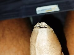 Black Penis boy start massage her own cock
