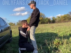 Luxurious bj to a hetero stud in nature