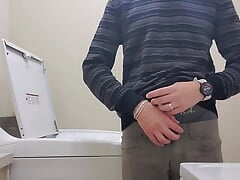 johnholmesjunior in real risky public laundry room with door open jerk off with huge cum load