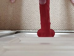 Using my own cum as lube & licking dildo clean