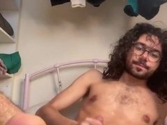 Furry Wolf dude tonguing own precum and cuming a meaty explosion