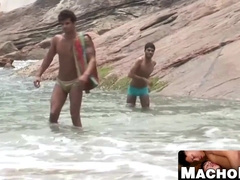 MachoIO.com - Spicy jock unloads gallons of cum after beach breeding