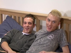 Strung Up twunk blown off before penetrating batty boy