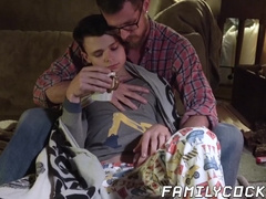 Dad shoves his giant dick in stepsons tight little ass