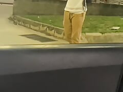 Cruising I found a cute young student on the road I offered him a ride and fucked him in my car in public anal creampie