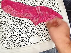 Wife lingerie cumming after work