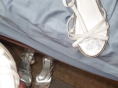 another white strappy heels