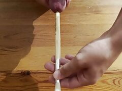 Sounding and cumshot with stick