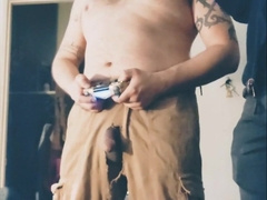 Toying MK11 with str8 best friend dressed in trousers with trunk jamming out