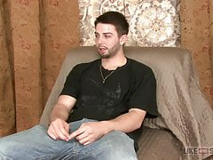 Young Straight Lad Brad Being Given A Handjob in Black Socks