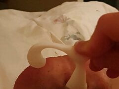 Masturbation with male G-spot full saline balls