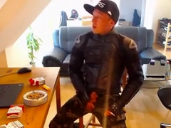 Another dainese biker leather jacket smoke and wank