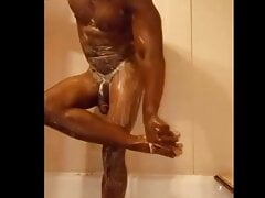 Black gay jerking off an incredibly large dick