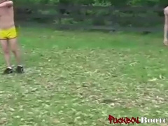 Numerous Youngsters Exercising Bare And Providing Oral jobs Outside