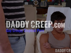 I console my stepson Gabe Bradshaw by giving him a steamy barebacking session