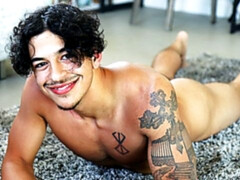 Frizzy-haired hottie TJ Chandler jerks his massive boner