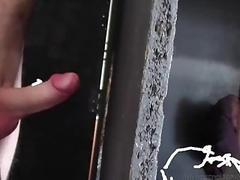 Blonde man slut sucks a wang at the glory hole