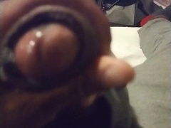 Lovely black cock with jism slobbering out