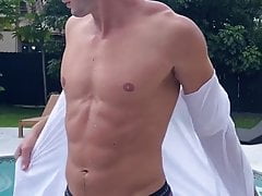 hot hunk strips by the pool